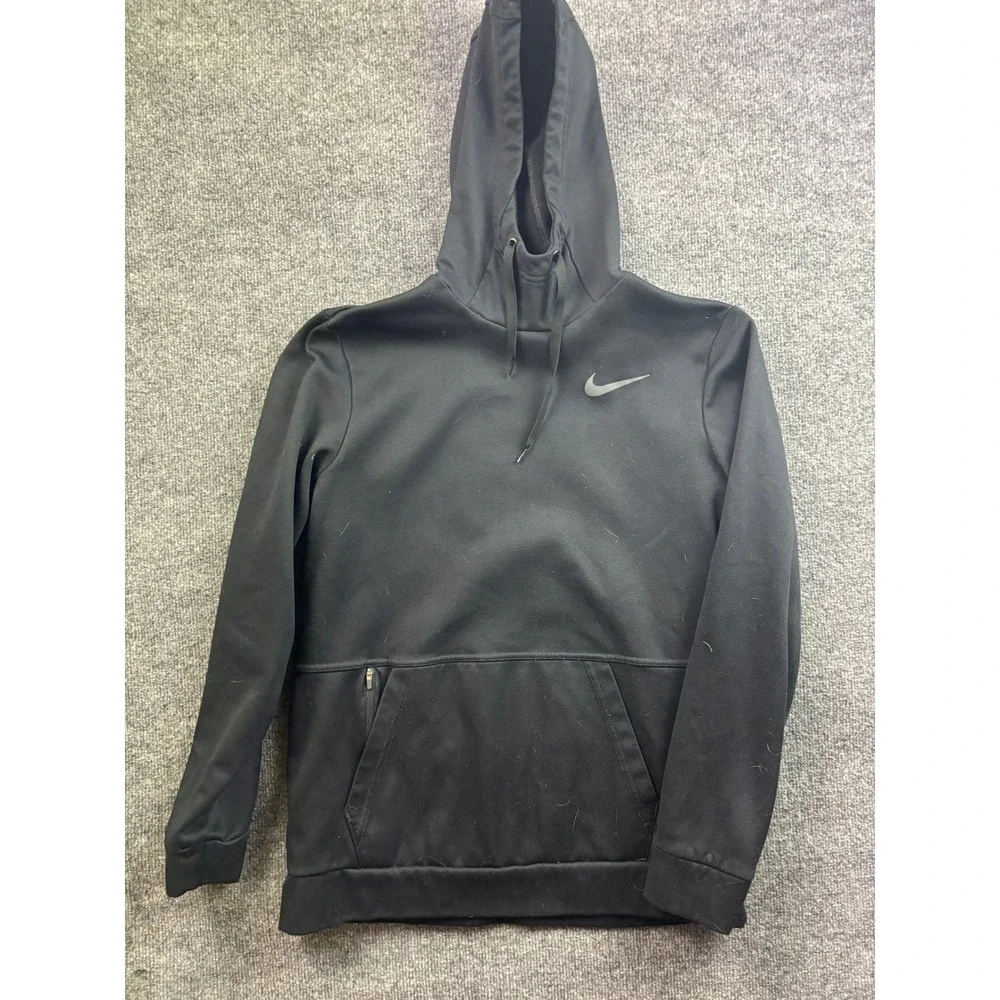 Nike Hoodie Mens Medium Black Dri-FIT Pullover Sweatshirt Activewear 67238